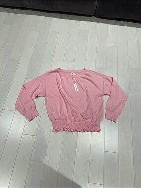 NWT Sundry Pink Smocked-Hem Pullover Sweatshirt - size Large (3)